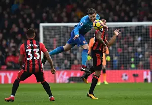 AFC Bournemouth V Arsenal 2017-18 Prints: Mustafi vs. Wilson: Heading Battle at Vitality Stadium - AFC Bournemouth vs