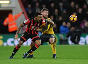 AFC Bournemouth V Arsenal 2016-17 Prints: Mustafi vs Wilson: Intense Clash Between AFC Bournemouth and Arsenal in Premier League (January 2017)