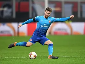 AC Milan V Arsenal 2017-18 Prints: Mustafi's Determination: Arsenal Star Ready for AC Milan Europa League Battle