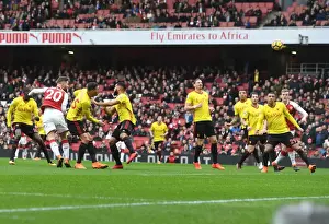 Arsenal V Watford 2017-18 Prints: Mustafi's Header: Arsenal's Victory Over Watford in Premier League 2017-18