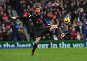 Brighton And Hove Albion V Arsenal 2017-18 Prints: Mustafi's Intense Concentration: Arsenal vs Brighton & Hove Albion