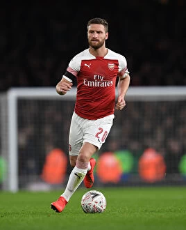 Arsenal v Manchester United FA Cup 2018-19 Collection: Mustafi's Unwavering Determination: Arsenal's FA Cup Battle Against Manchester United