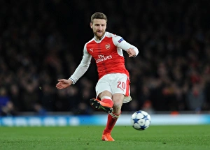 Arsenal V Bayern Munich 2016-17 Prints: Mustafi's Unyielding Display: Arsenal vs. Bayern Munich UCL Clash at Emirates Stadium