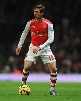 Images Dated 3rd December 2014: Nacho Monreal in Action: Arsenal vs. Southampton, Premier League 2014-15