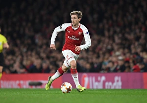 Arsenal V AC Milan 2017-18 Prints: Nacho Monreal in Action: Arsenal vs AC Milan, UEFA Europa League 2018