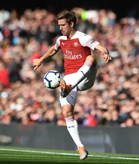 Arsenal V Everton 2018-19 Prints: Nacho Monreal in Action: Arsenal vs Everton, Premier League 2018-19