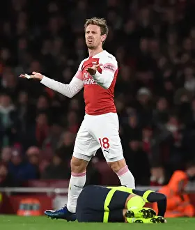 Arsenal V Huddersfield Town - 2018-19 Prints: Nacho Monreal in Action: Arsenal vs Huddersfield Town, Premier League 2018-19