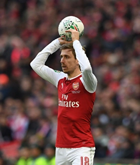 Arsenal V Manchester City - Carabao Cup Final 2018 Prints: Nacho Monreal in Action: Arsenal vs Manchester City - Carabao Cup Final 2018