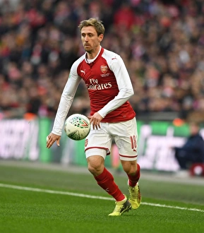Arsenal V Manchester City - Carabao Cup Final 2018 Prints: Nacho Monreal in Action: Arsenal vs Manchester City - Carabao Cup Final 2018