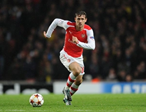 Arsenal V Anderlecht 2014/15 Prints: Nacho Monreal in Action: Arsenal vs RSC Anderlecht, UEFA Champions League, 2014