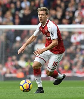 Images Dated 28th October 2017: Nacho Monreal in Action: Arsenal vs Swansea City, Premier League 2017-18