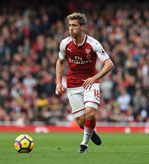 Arsenal V Swansea City 2017-18 Prints: Nacho Monreal in Action: Arsenal vs Swansea City, Premier League 2017-18