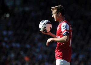 Images Dated 20th April 2013: Nacho Monreal in Action: Fulham vs Arsenal, Premier League 2012-13