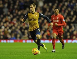 Images Dated 13th January 2016: Nacho Monreal in Action: Liverpool vs. Arsenal, Premier League 2015-16
