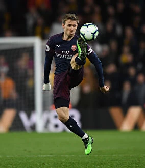 Images Dated 24th April 2019: Nacho Monreal in Action: Wolverhampton Wanderers vs. Arsenal FC, Premier League 2018-19