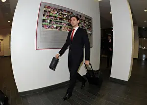Arsenal V Anderlecht 2014/15 Prints: Nacho Monreal Approaching Emirates Stadium: Arsenal FC vs RSC Anderlecht