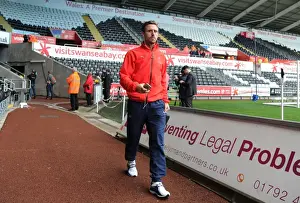 Swansea City V Arsenal 2015-16 Prints: Nacho Monreal Arrives at Swansea City's Liberty Stadium Ahead of Arsenal's Premier League Match (2015-16)