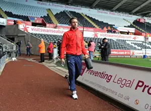 Swansea City V Arsenal 2015-16 Prints: Nacho Monreal Arrives at Swansea City's Liberty Stadium Ahead of Arsenal's Premier League Showdown (2015-16)