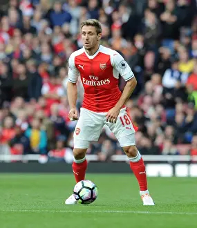 Nacho Monreal (Arsenal). Arsenal 0: 0 Middlesbrough. Premier League. Emirates Stadium