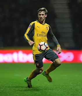 Nacho Monreal (Arsenal). Preston North End 1: 2 Arsenal. FA Cup 3rd Round. Deepdale