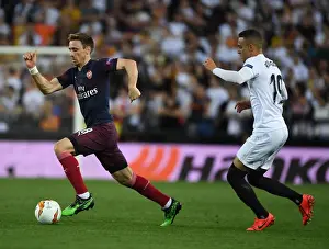 Valencia CF V Arsenal 2018-19 Prints: Nacho Monreal Breaks Past Rodrigo in Arsenal's UEFA Europa League Semi-Final Showdown vs Valencia