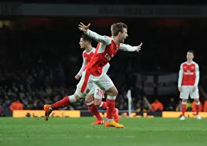 Arsenal V Leicester City 2016-17 Prints: Nacho Monreal Celebrates Arsenal's Goal Against Leicester City (2016-17)