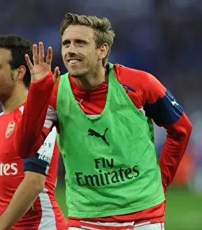 Reading V Arsenal FA Cup Semi Final 2014/15 Prints: Nacho Monreal Celebrates FA Cup Semi-Final Victory with Arsenal over Reading at Wembley Stadium