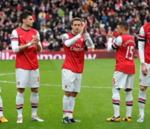 Arsenal V Stoke City 2012-13 Prints: Nacho Monreal Claps for Arsenal Fans: Arsenal vs Stoke City, Premier League 2012-13