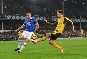 Images Dated 13th December 2016: Nacho Monreal Faces Off Against Phil Jagielka: Everton vs. Arsenal, Premier League 2016-17