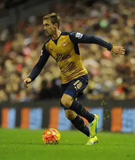 Liverpool V Arsenal 2015-16 Prints: Nacho Monreal in Focus: Liverpool vs Arsenal Premier League Clash (2015-16)