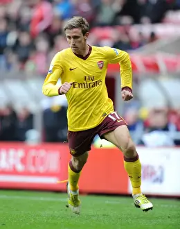 Sunderland V Arsenal 2012-13 Prints: Nacho Monreal Focuses in Sunderland vs Arsenal Premier League Clash
