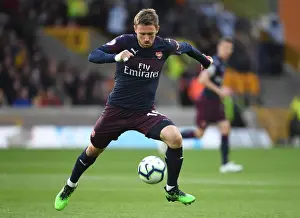 Wolverhampton Wanderers V Arsenal 2018-19 Prints: Nacho Monreal Focuses in Wolverhampton Wanderers vs Arsenal FC Premier League Clash