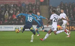 Swansea City V Arsenal 2017-18 Prints: Nacho Monreal Scores Game-Winning Goal for Arsenal against Swansea City, January 2018