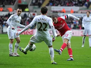 Swansea Prints: Nacho Monreal Scores Past Angel Rangel: Swansea City vs. Arsenal, Premier League 2012-13