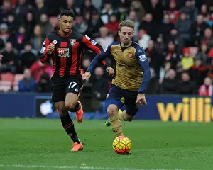 Bournemouth V Arsenal 2015-16 Prints: Nacho Monreal Surges Past Joshua King: Arsenal's Victory Over Bournemouth in the Premier League 2015-16