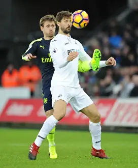 Nacho Monreal vs Fernando Llorente: Intense Clash Between Swansea and Arsenal (Premier League, 2016-17)