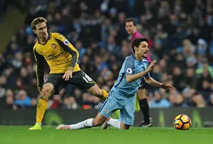 Manchester City V Arsenal 2016-17 Prints: Nacho Monreal vs. Jesus Navas: Clash at the Etihad - Manchester City vs