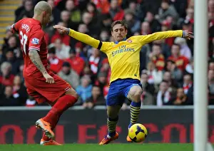Liverpool V Arsenal 2013-14 Prints: Nacho Monreal vs. Martin Skrtel: Intense Battle at Anfield (Liverpool v Arsenal)