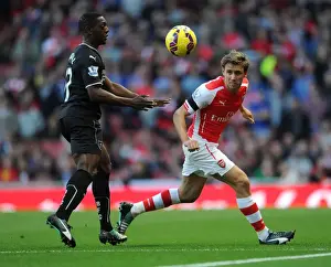 Arsenal V Burnley 2014/15 Prints: Nacho Monreal vs. Marvin Sordell: Heading Clash at Arsenal vs. Burnley (2014/15)