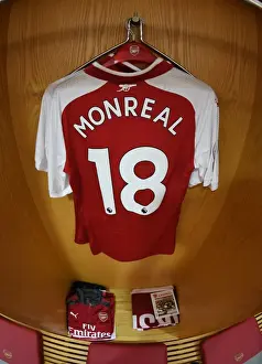 Nacho Monreal's Hanging Shirt in Arsenal's Home Changing Room - Arsenal v Leicester City, Premier League 2017-18