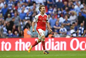 Arsenal V Chelsea - FA Cup Final 2017 Prints: Nacho Monreal's Triumph: Arsenal FC Wins FA Cup vs Chelsea (2017)