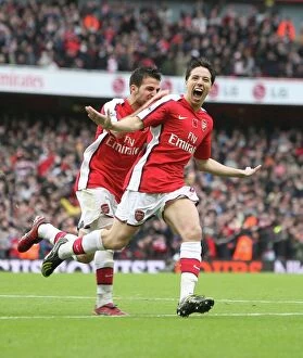 Images Dated 8th November 2008: Nasri and Fabregas: Arsenal's Unstoppable Duo Celebrate Goal Against Manchester United (2008)