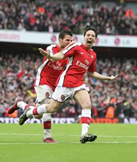 Nasri and Fabregas: Arsenal's Unstoppable Duo Celebrate Goal Against Manchester United (2008)