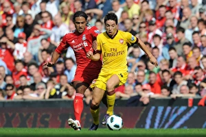 Liverpool V Arsenal 2010-11 Prints: Nasri vs. Johnson: Stalemate at Anfield - Arsenal vs. Liverpool, Premier League 2010-11