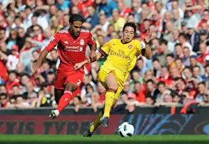 Liverpool V Arsenal 2010-11 Prints: Nasri vs. Johnson: Stalemate at Anfield - Liverpool 1:1 Arsenal, Premier League 2010-11