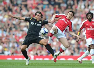Arsenal V Manchester City 2009-10 Prints: Nasri vs Tevez: Stalemate at Emirates as Arsenal and Manchester City Draw