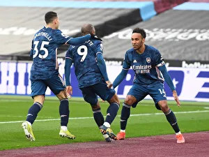 Empty Net Triumph: Lacazette, Martinelli, Aubameyang's Goal Celebration at London Stadium