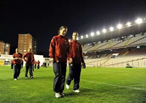 Images Dated 4th November 2010: Niamh Fahey and Yvonne Tracy (Arsenal) before the match. Rayo Vallecano 2