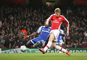 Nicklas Bendnter breaks past Pape Diakhate to socre the Arsenal goal