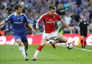 Arsenal v Chelsea FA Cup 2008-09 Collection: Nicklas Bendtner (Arsenal) Branislav Ivanovic (Chelsea)